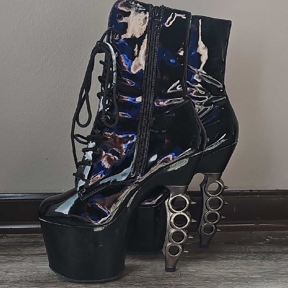 Black Patent Leather Platform Boots